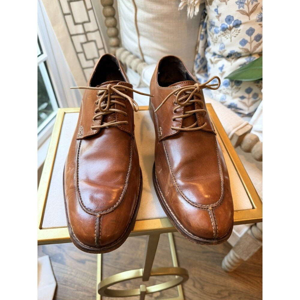 Cole Haan Oxford Brown Leather Apron Split Round Toe Lace Up Shoes Size 9.5M